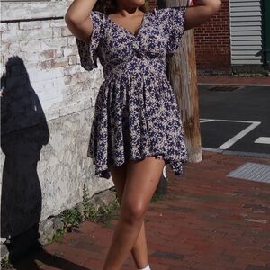 Angie Floral Blue Mini Dress